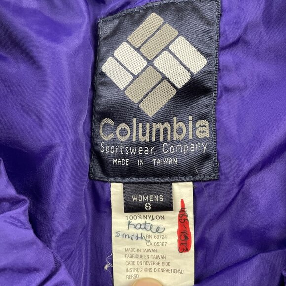 Columbia Snow Rain Pants Women’s 8 Nylon Elastic Waist/Ankle Purple Vintage - Picture 6 of 10